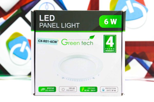 LED panel Green Tech 6W 6500K ugradbeni okrugli