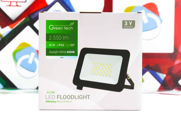LED Reflektor Green Tech 30W ALX-30BK 2550lm IP65 6500K crni