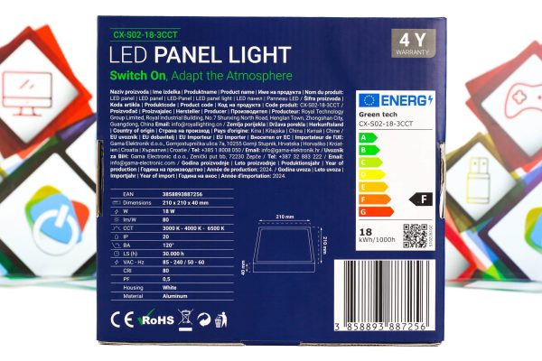LED panel Green Tech 18W 3000K-6500K nadgradbeni kockasti - Slika 2