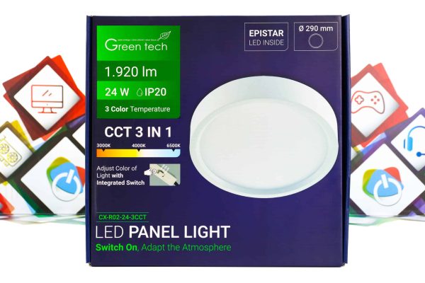 LED panel Green Tech 24W 3000K-6500K nadgradbeni okrugli