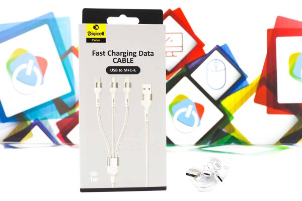USB kabal Digicell 1m 3u1 Micro, Type-C, Ligthning bijeli