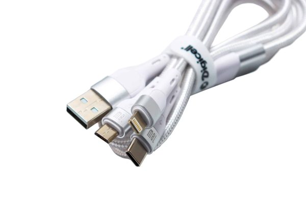 USB kabal Digicell 1m 3u1 Micro, Type-C, Ligthning bijeli - Slika 2