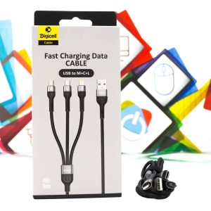 USB kabal Digicell 1m 3u1 Micro, Type-C, Ligthning crni
