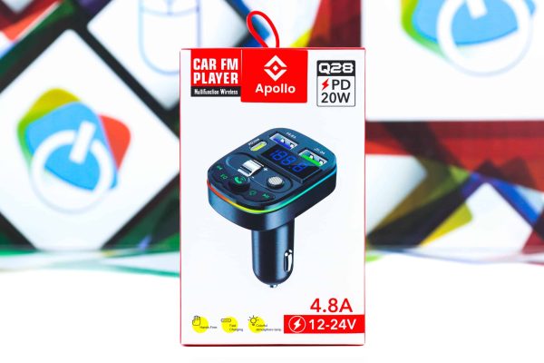 FM transmiter modulator Apollo Q28 Black RGB auto punjač