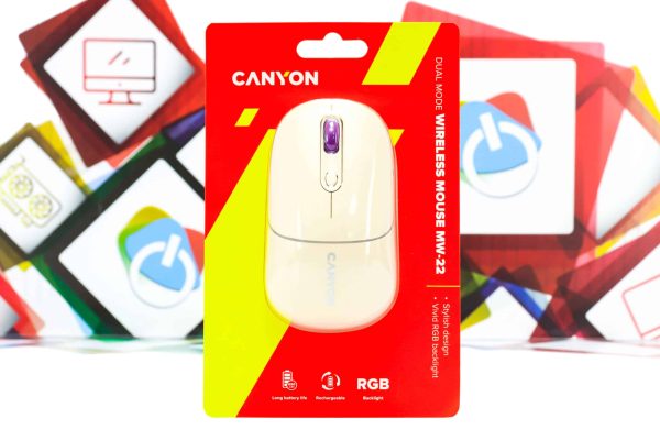 Miš bežični Canyon MW-22 bež WiFi BT RGB