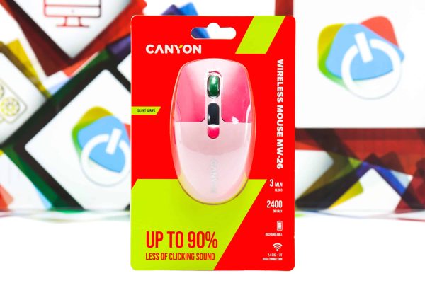 Miš bežični Canyon MW-26 rozi WiFi BT