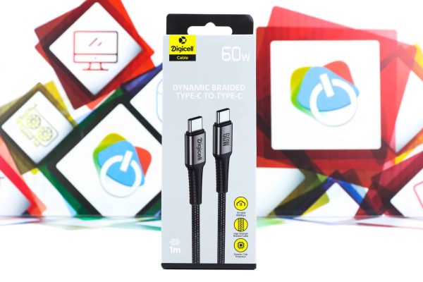 USB-C na USB-C kabal Digicell 60W 1m pleteni