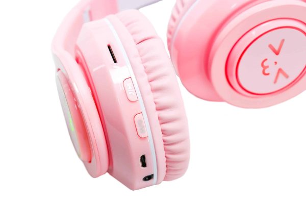 Slušalice bežične QYS-130 roze sa RGB LED osvjetljenjem - Slika 9