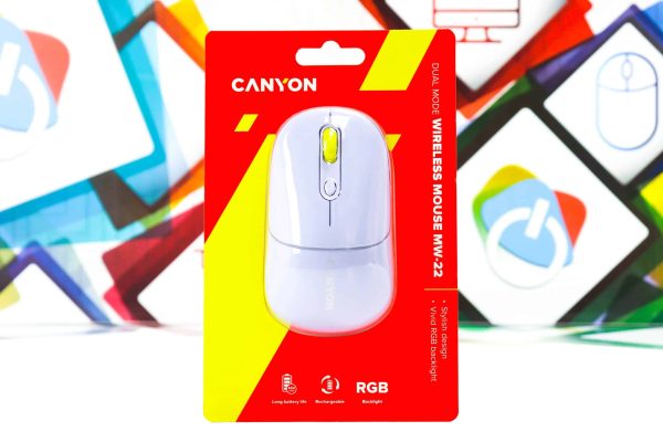 Miš bežični Canyon MW-22 ljubičasti WiFi BT RGB