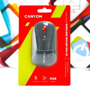 Miš bežični Canyon MW-22 tamnosivi WiFi BT RGB