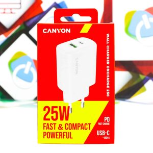 Kućni punjač Canyon OnCharge 250 25W USB-C + USB-A