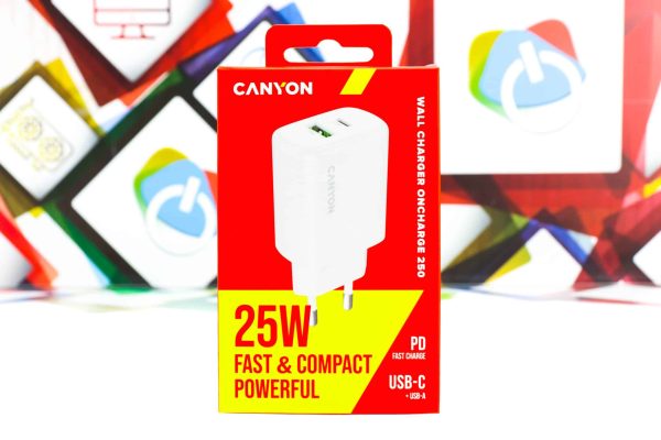 Kućni punjač Canyon OnCharge 250 25W USB-C + USB-A